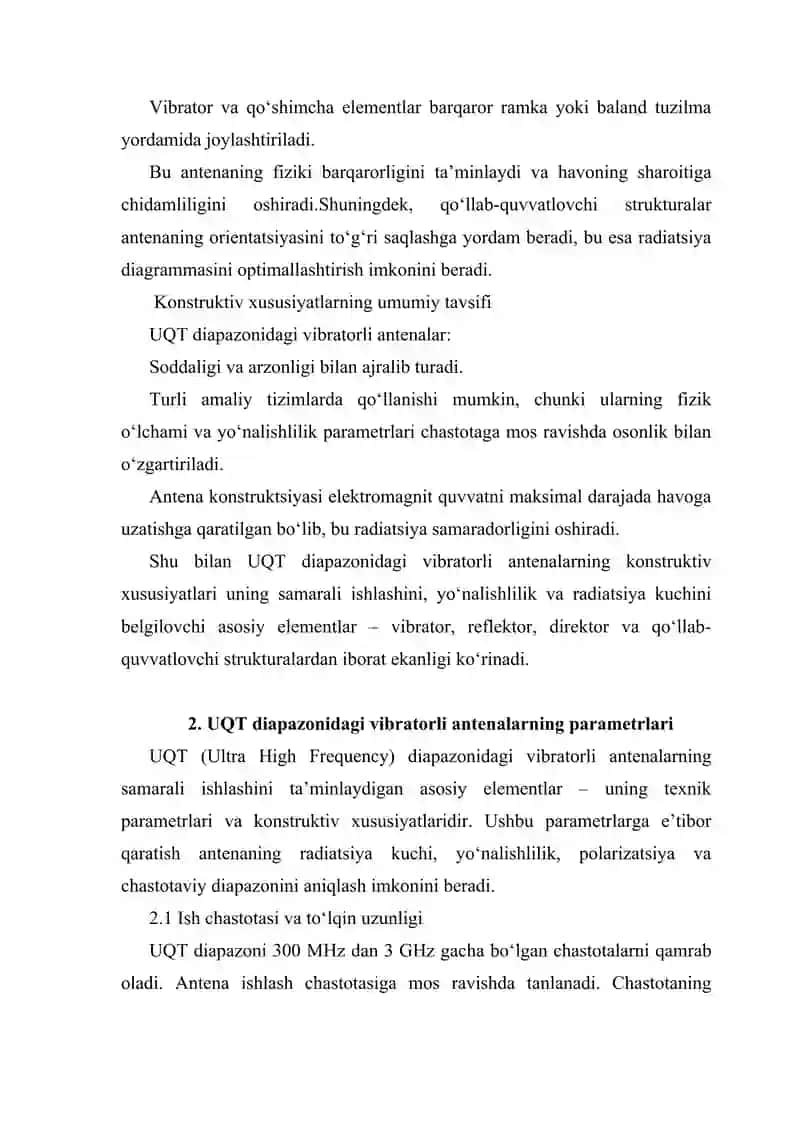 UQT (Ultra High Frequency, UHF) Diapazonidagi Vibratorli Antenalar 4