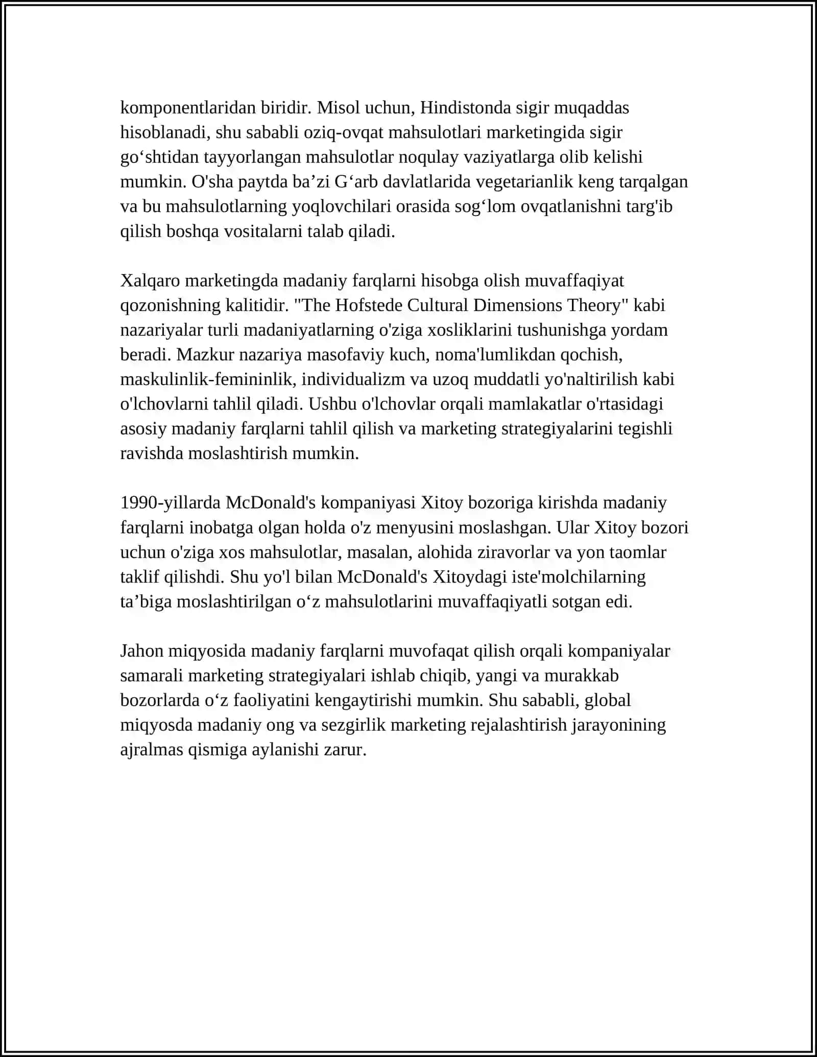 XALQARO MARKETINGDA MADANIY FARQLAR VA ULARNINGAHAMIYATI 4