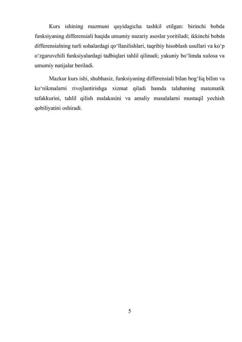 Funksiya differensiali va uning qo`llanilishi 4