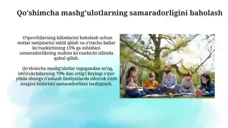 Yozgi taʼtil vaqtida maktabda toʻgaraklar tashkil etish va ota-onalar hamkorligini yoʻlga qoʻyish 4