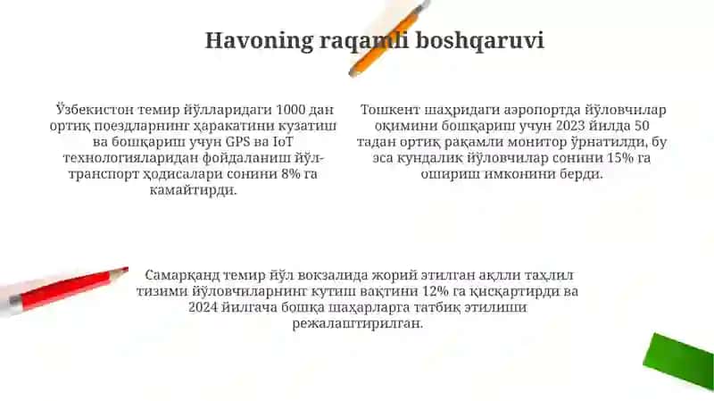 Havoning va temir yo'l transportining boshqarilishida raqamli texnologiyalar 4