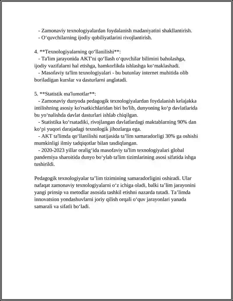 PEDAGOGIK TEXNOLOGIYALAR TUSHUNCHASI 4