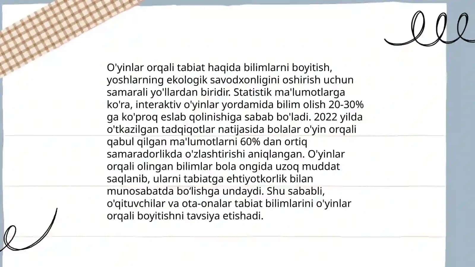 Kichik guruhda tabiatga oid òyinlarni tashkil etishning mashģulot ishlanmalarini tuzish 4