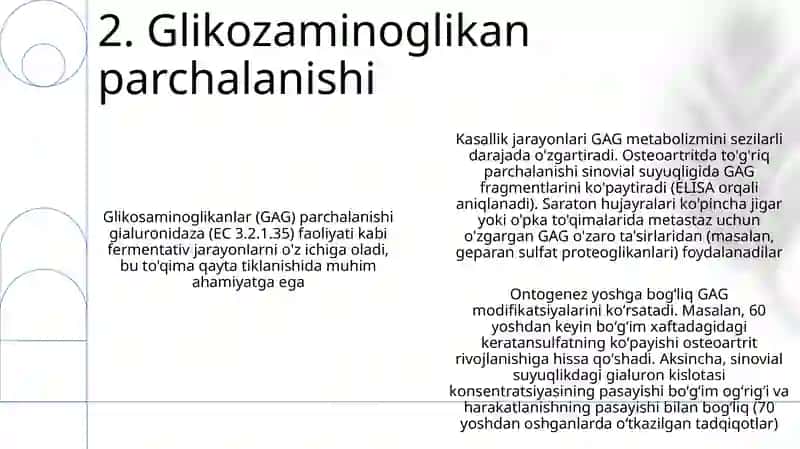 Geteropolisaxaritlarni ontagenez va kasalliklarda oʻzgarishi 4