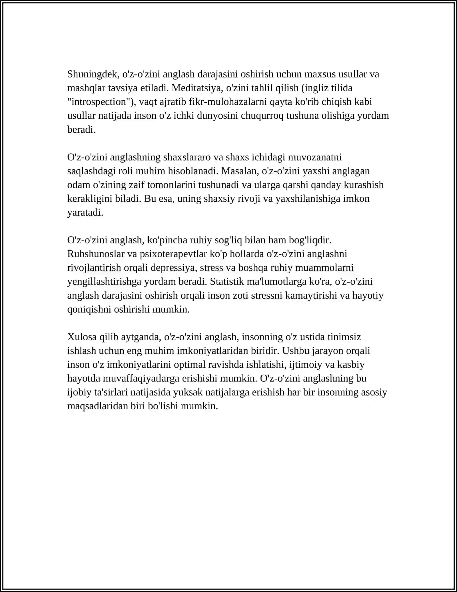 O'Z O'ZINI ANGLASH VA ONG TARAQQIYOTI 4