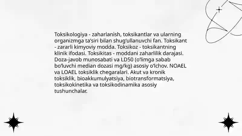 Toksikologik kimyo nazariy asoslari ob’eklari va terminologik tizimi 4