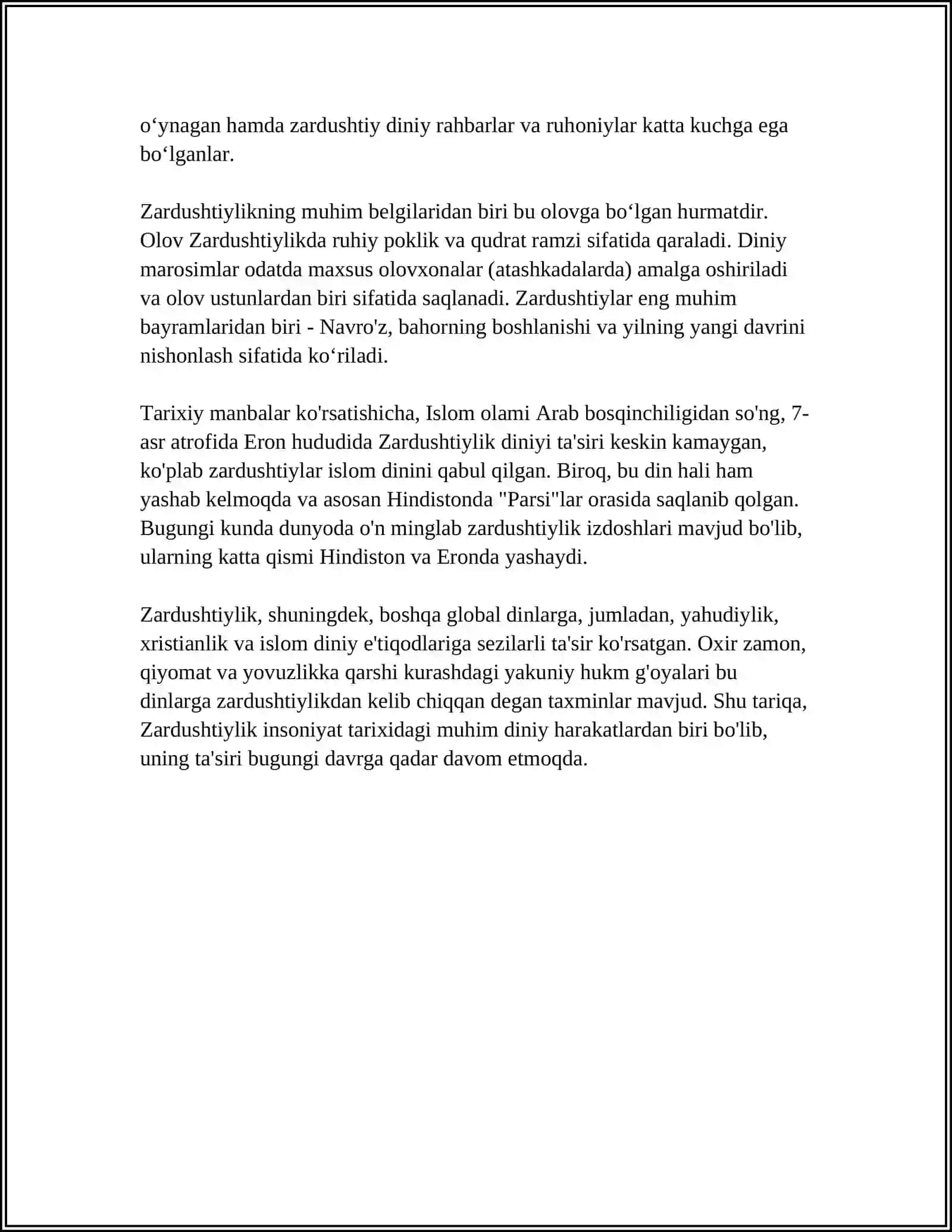 „AVESTO"DA DINIY E'TIQODLAR HAQIDA 4