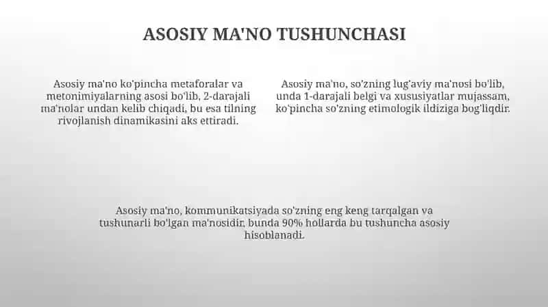 Leksiya ma'no va hosila ma'no, ularning farqlanishi 4
