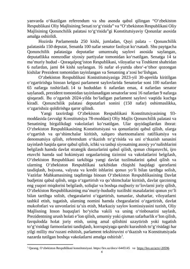 O‘ZBEKISTONDA DEMOKRATIK, FUQAROLIK JAMIYATI ASOSLARINING SHAKLLANISHI, AMALGA OSHIRILGAN SIYOSIY ISLOHOTLAR 4