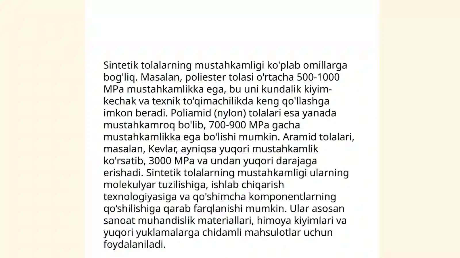 Sintetik tolalarning fizik-mexanik xossalari 4