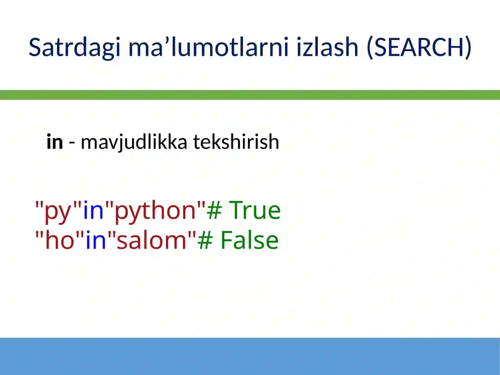 Satrdagi ma’lumotlarni izlash va ishlov berish 4