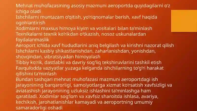 Aeroport ishchilarini mehnatini muhofaza qilish 4