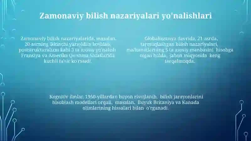 Bilish nazariyasi,yonalishlari va Gnesalogiya 4