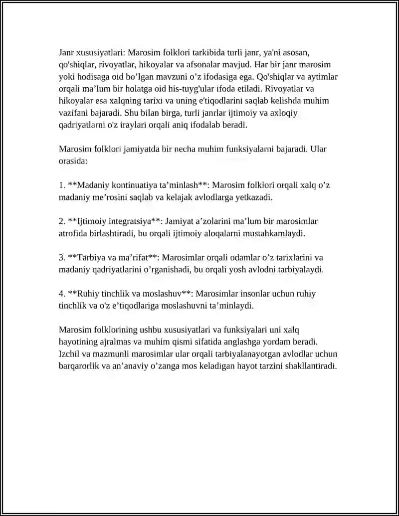 21. MAROSIM FOLKLORI. OILAVIY VA MAVSUMIY MAROSIMLAR, JANR XUSUSIYATLARI 4