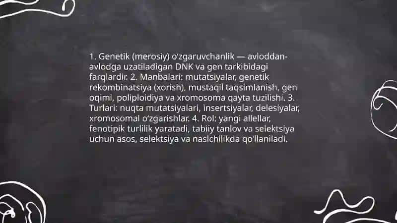 Oʻzgaruvchanlik va uning xillari 4