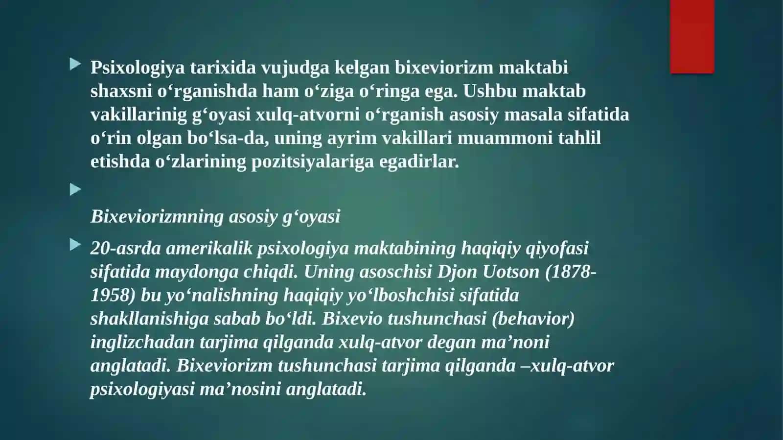 Psixologiyada shaxsning o'rganishlar nazariyasi 4
