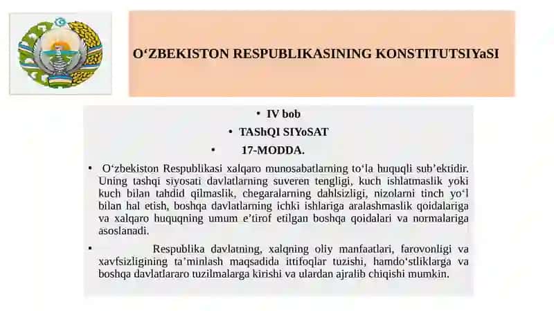 O‘zbekiston va jahon hamjamiyati (1991-2023 yillar) 4