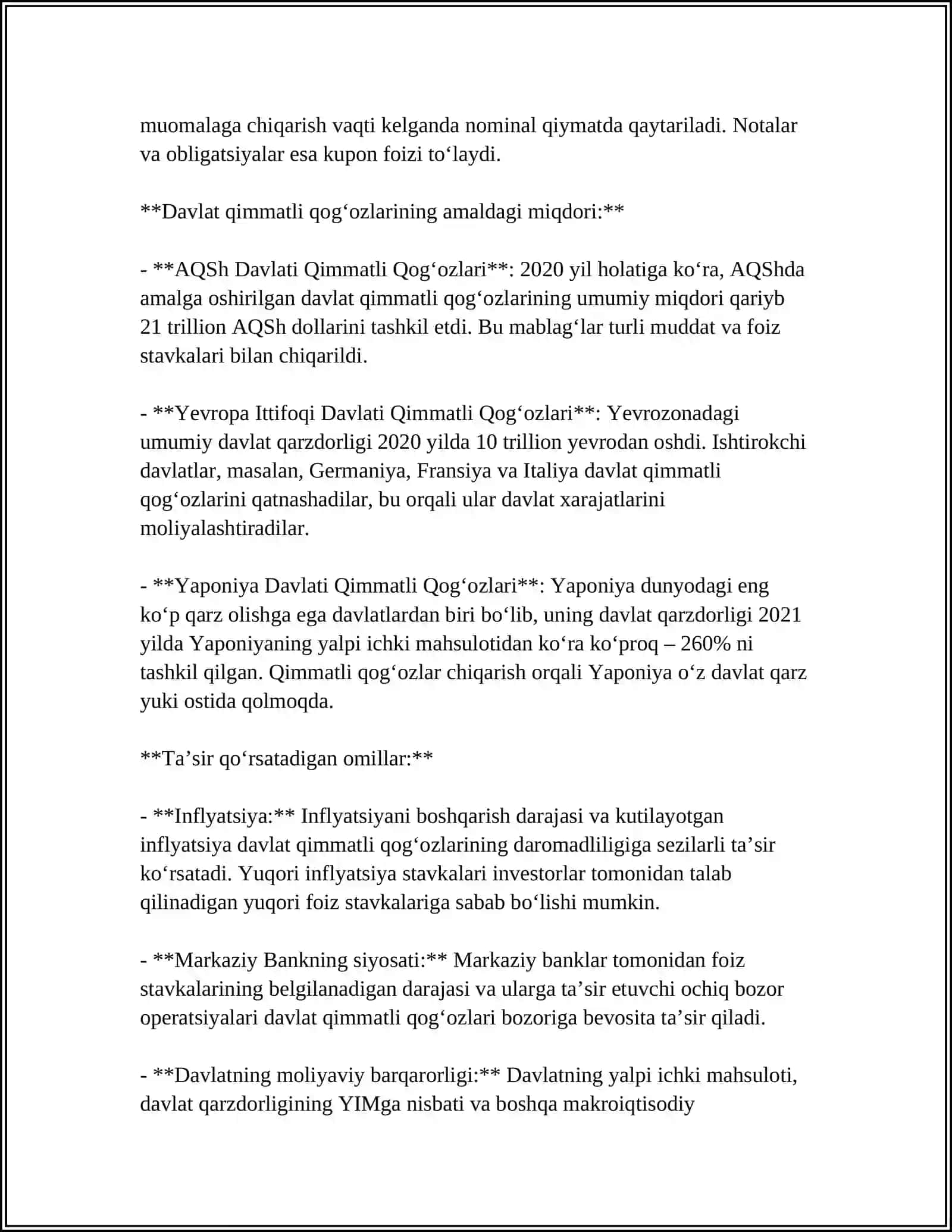 DAVLAT QIMMATLI QOG‘OZLARI VA ULARNING TASNIFLANISHI 4