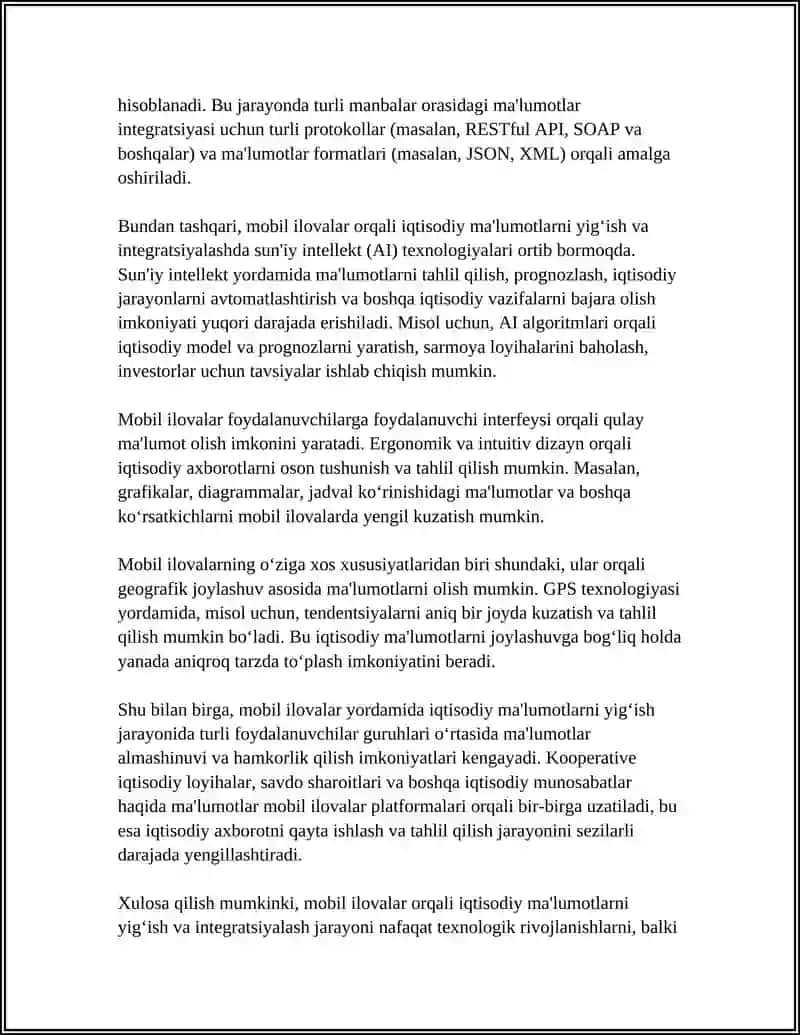 IQTISODIY AXBAROTNI QAYTA ISHLASH UCHUN MOBIL ILOVALARDAN FOYDALANISH 4