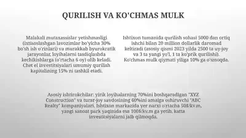 Ishtixon tumani iqtisodi 4