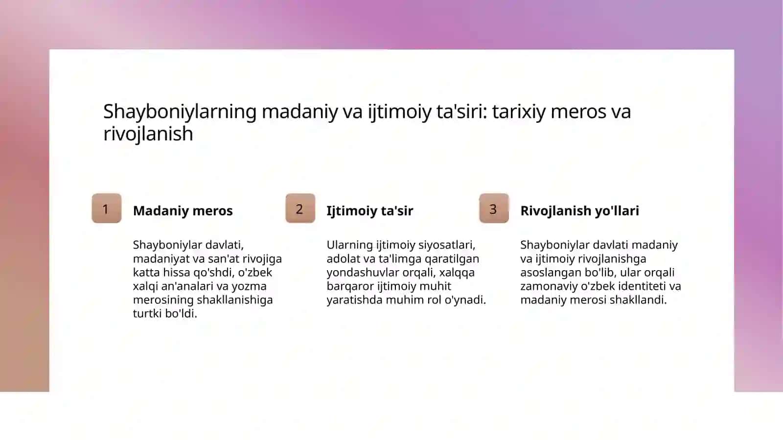 O'zbek davlatchiligida  Shayboniylarning tutgan o'rni 4