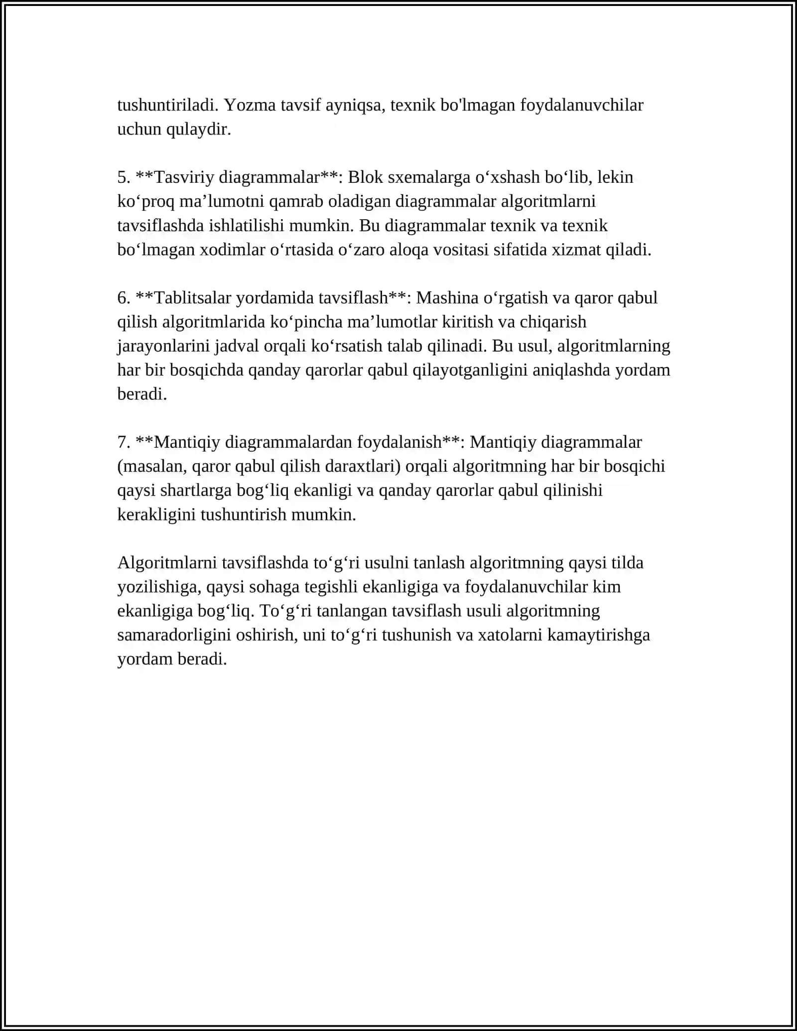 ALGORITMLARNI TAHLIL QILISH. BAHOLARNI HISOBLASH 4
