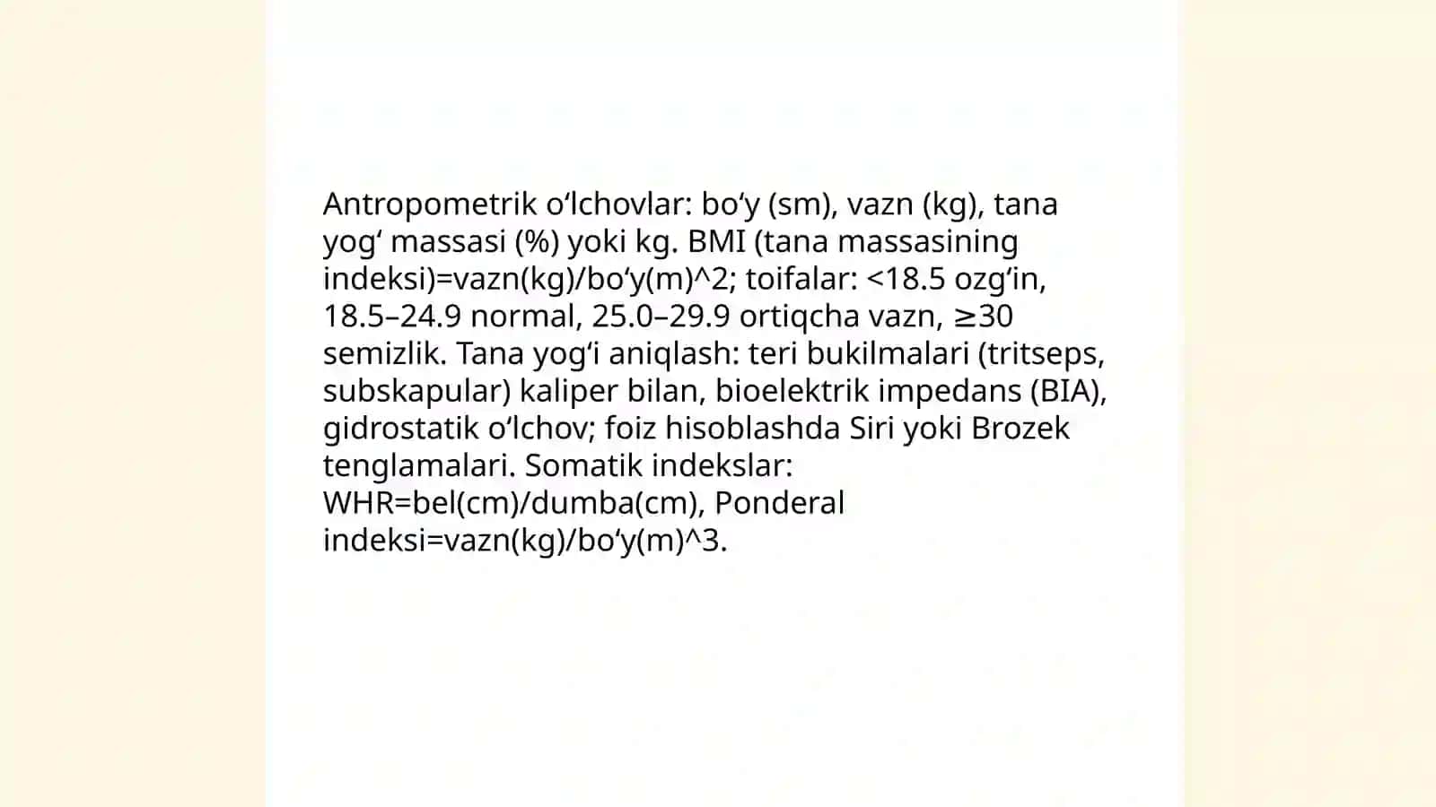 Jismoniy rivojlanganlikni aniqlash, nazorat qilish va uni boshqarish 4