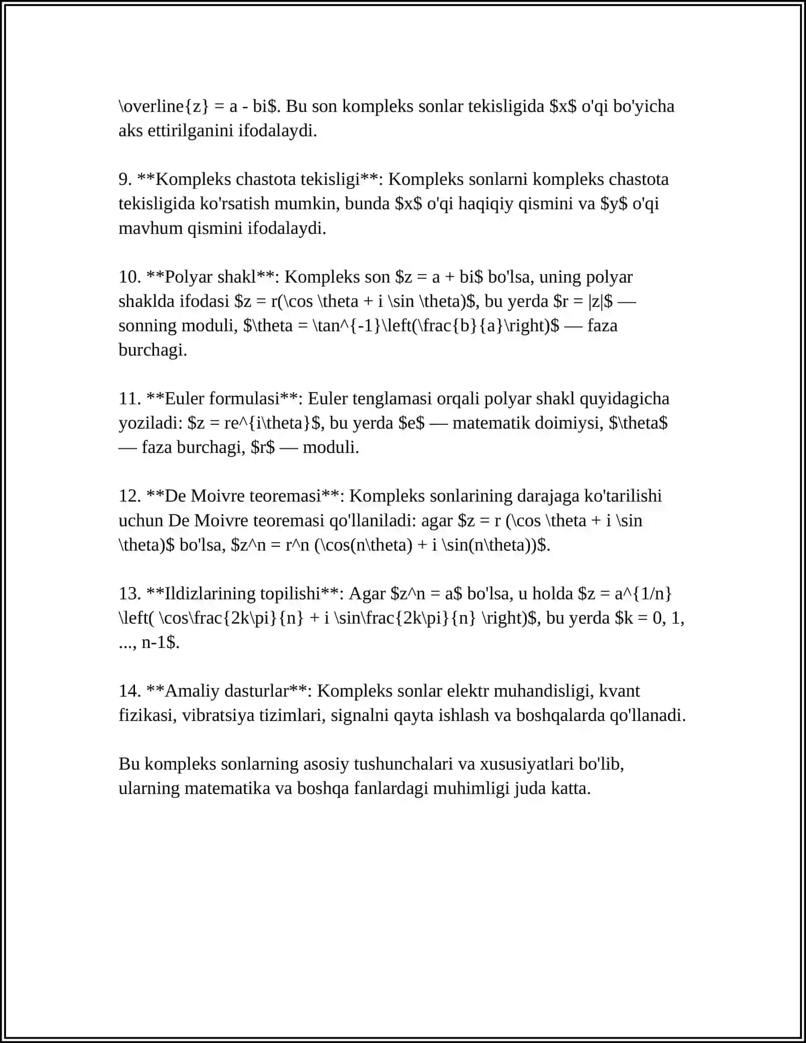 KOʻMPLEKS BRIKMALAR 4