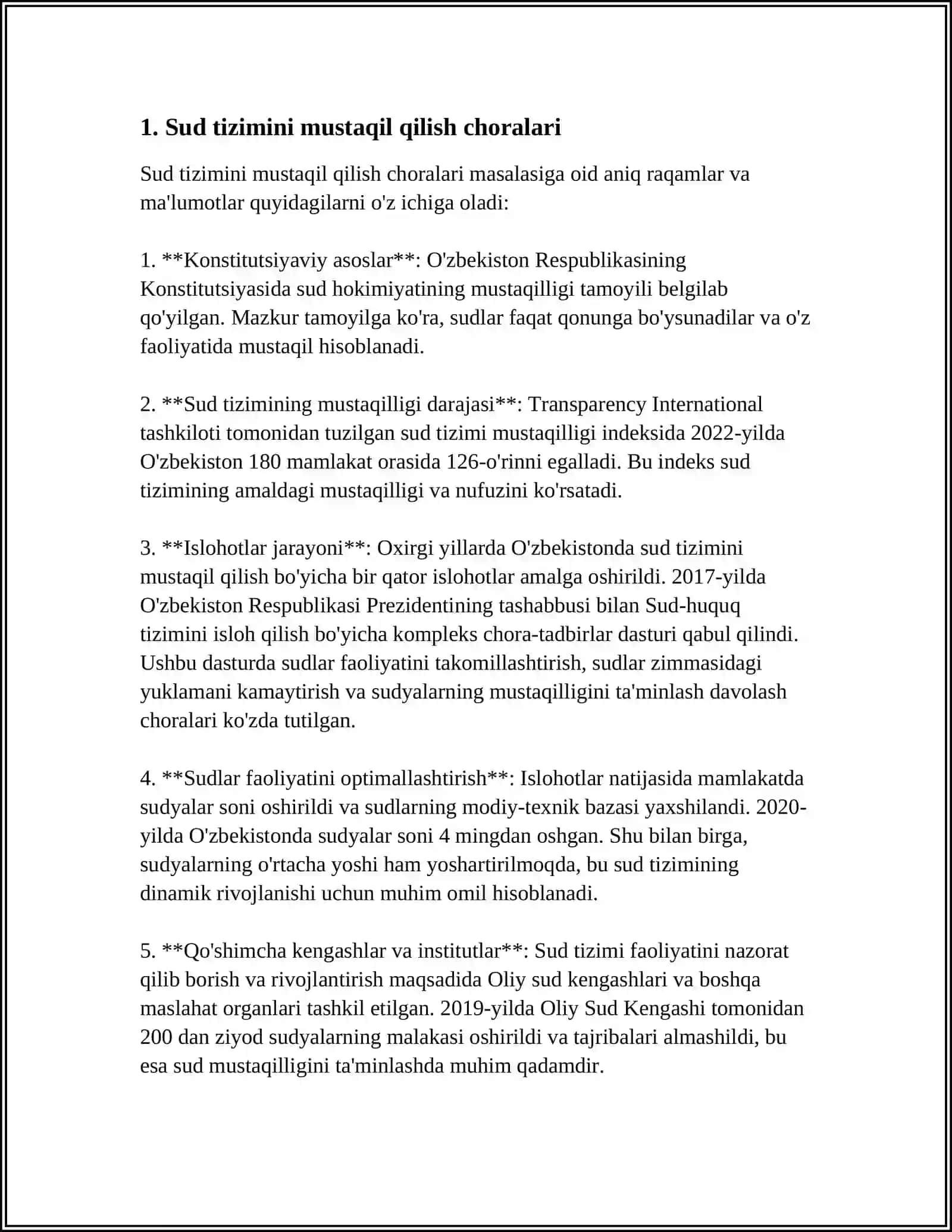 Sud HOKIMYATINING CHINAKAM MUSTAQILLIGINI TAMINLASH SUDNING NUFUZINI OSHIRISH SUD TIZIMINI DEMAKRATLASHTIRISH VA TAKOMILLASHTIRISH 4