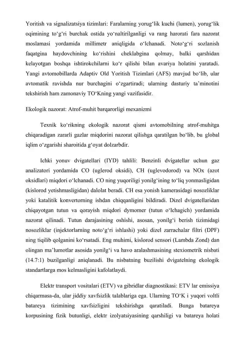 AVTOMOBILNI UMUMIY TEXNIK KO'RIKNING ILMIY-AMALIY ASOSLARI 4