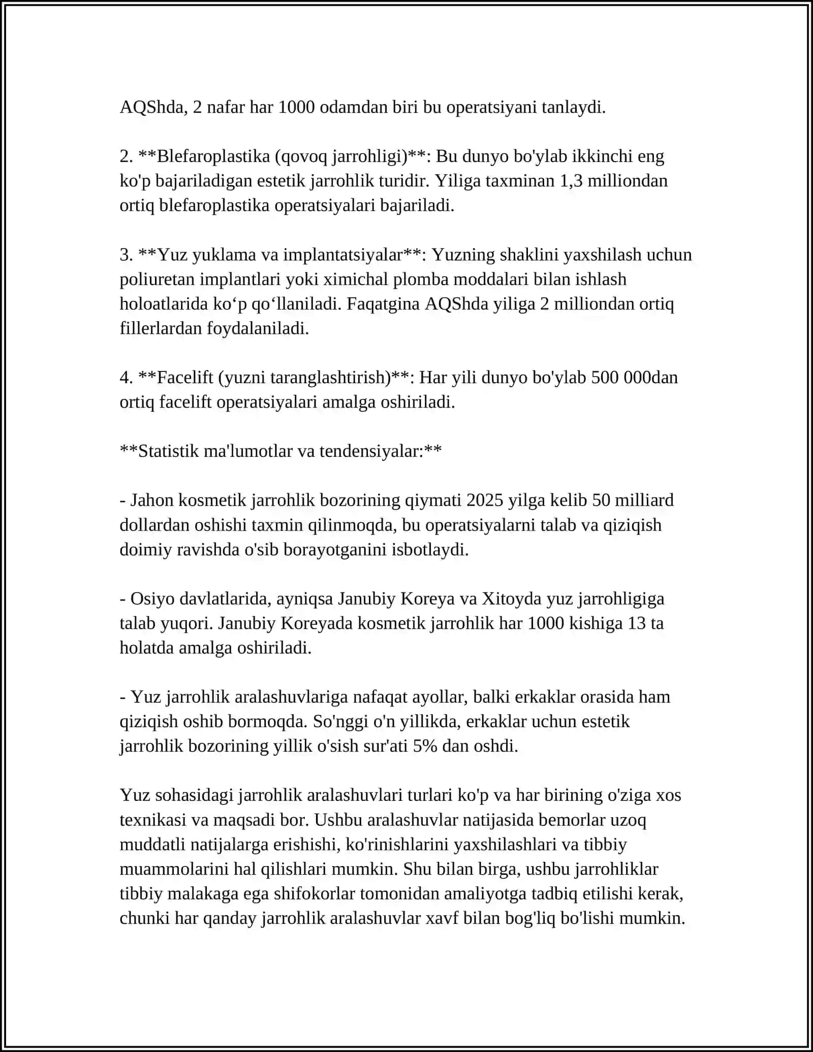YUZ JAG' KASALLIKLARI SOHASIDA KASALLANGAN BEMORLARNI PARVARISH QILISH ASOSLARI 4