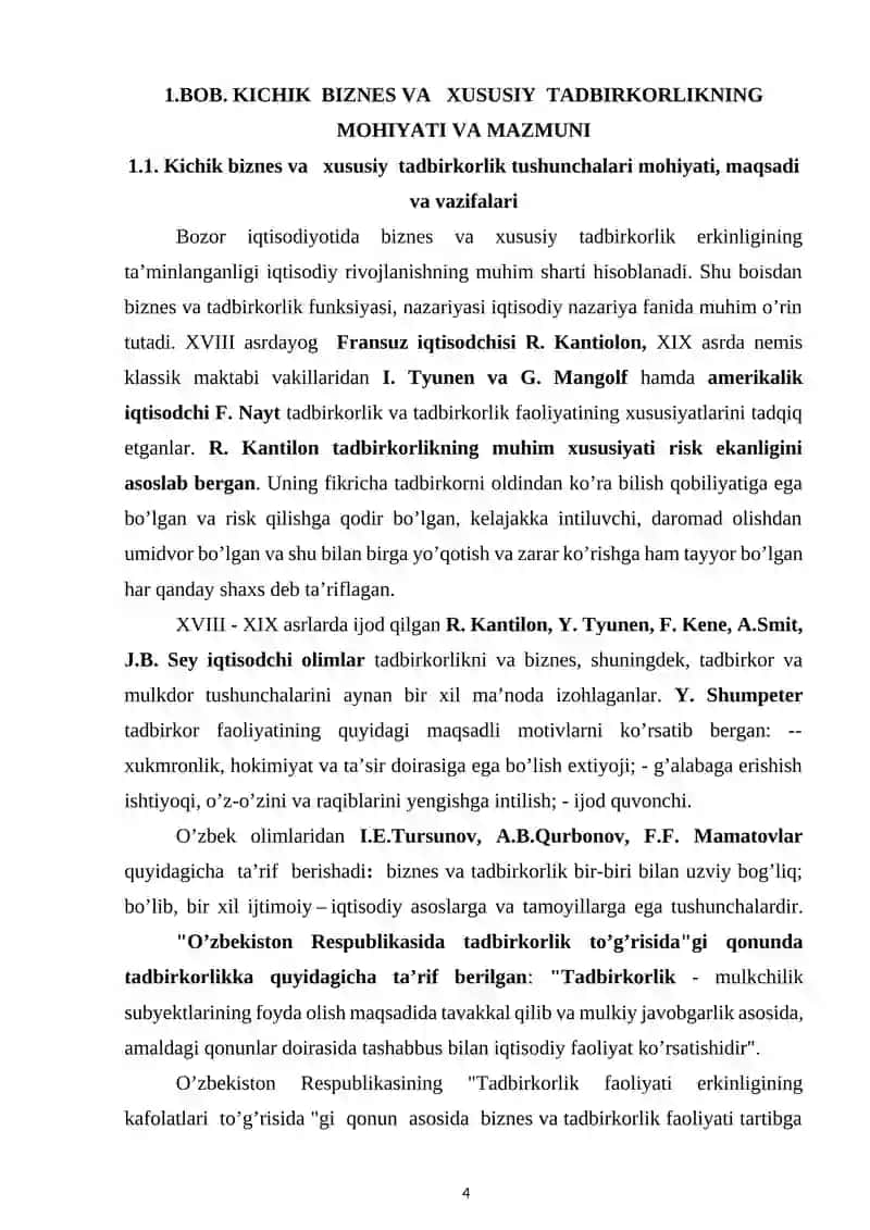 Kichik biznes va xususiy tadbirkorlikning mohiyati va mazmuni 4