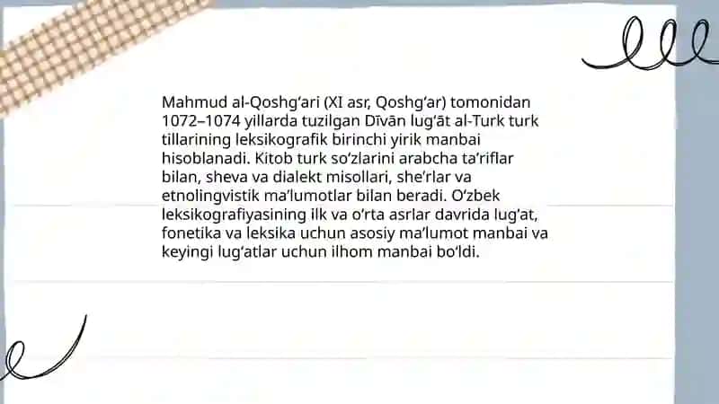 Oʻzbek leksikografiyasining ilk va oʻrta asrlar davri 4