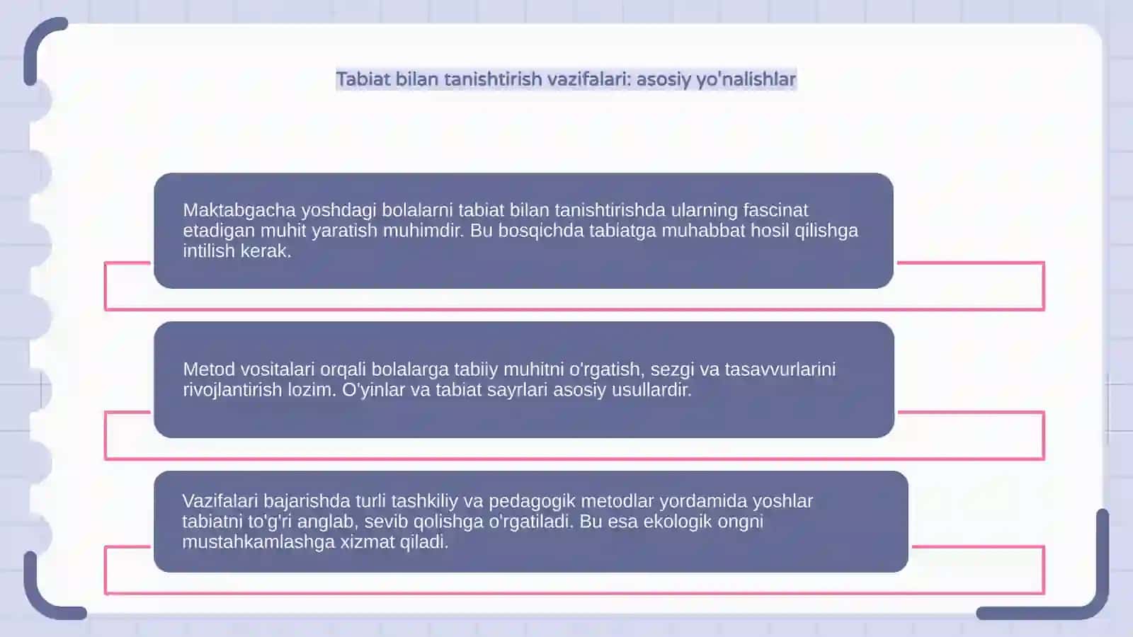 Maktabgacha yoshdagi bolalarni tabiat bilan tanishtirish vazifalari va metod vositalari 4