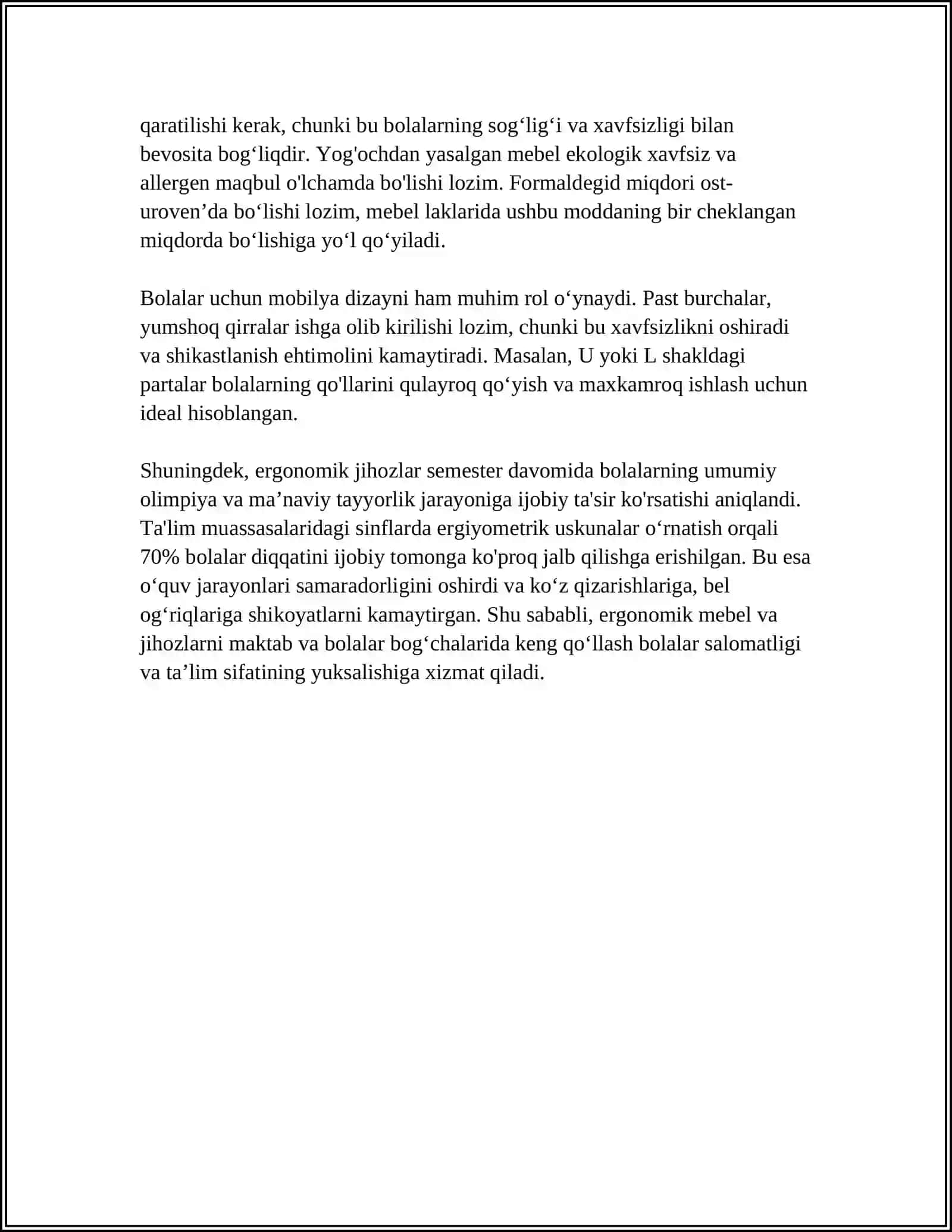 BOLALARNING QAD-QOMATINI SHAKLLANISHIGA SINF VA SINF JIHOZLARI TA'SIRINI O'RGANISH 4