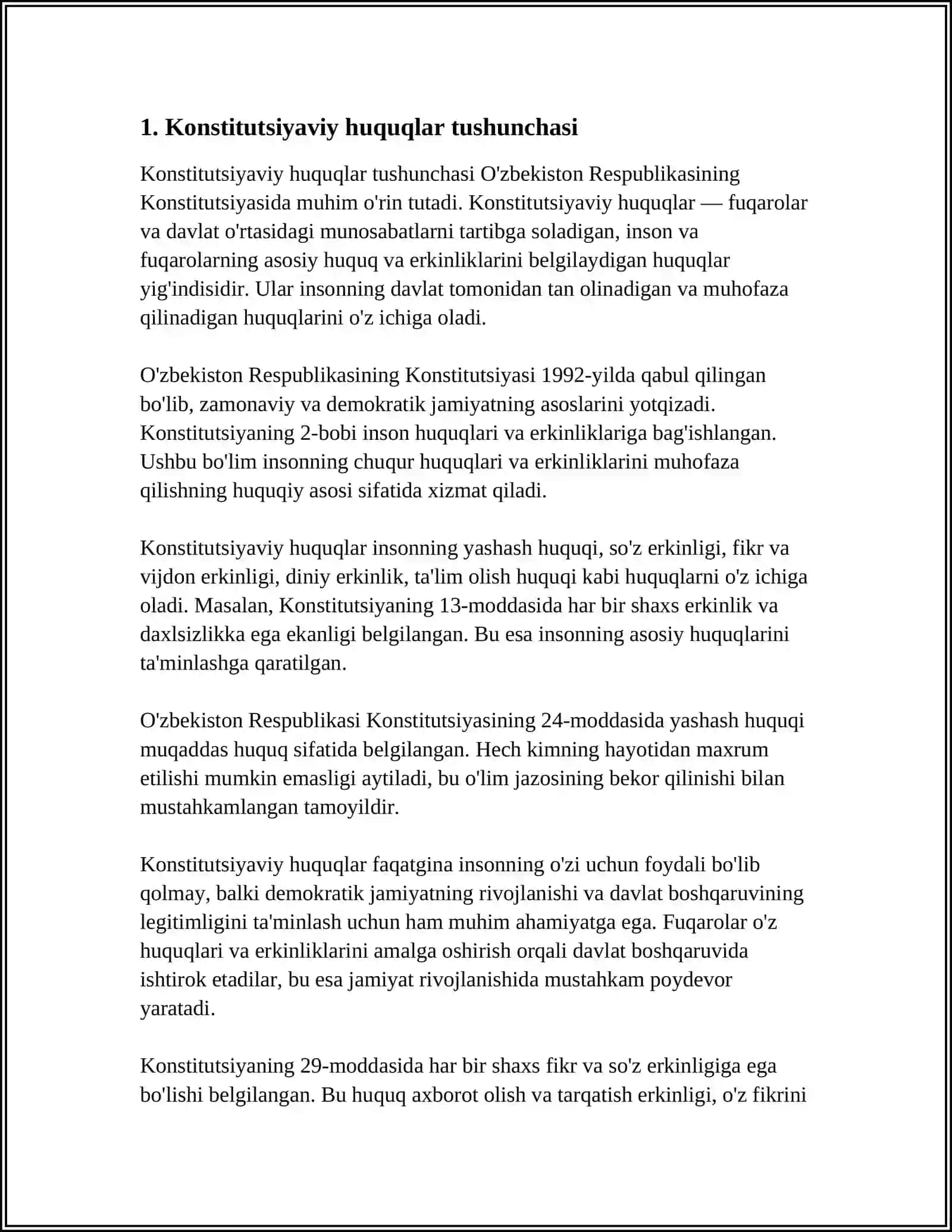 FUQAROLARNING HUQUQ VA ERKINLIKLARINING KONSTITUTSIYADA KAFOLATLANISHI HAMDA FUQOROLARNI BURJLARI 4