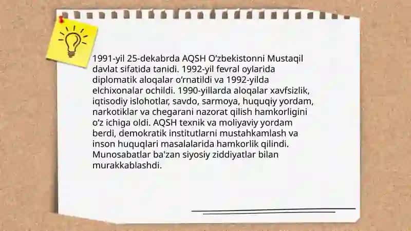 O‘zbekiston va AQSH munosabatlarining rivojlanishi 4