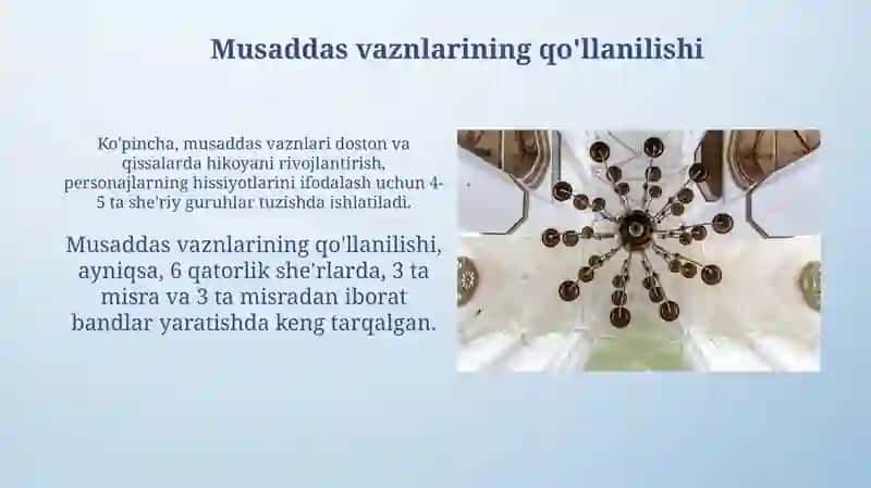 Ramal bahrining musaddas vaznlari 4