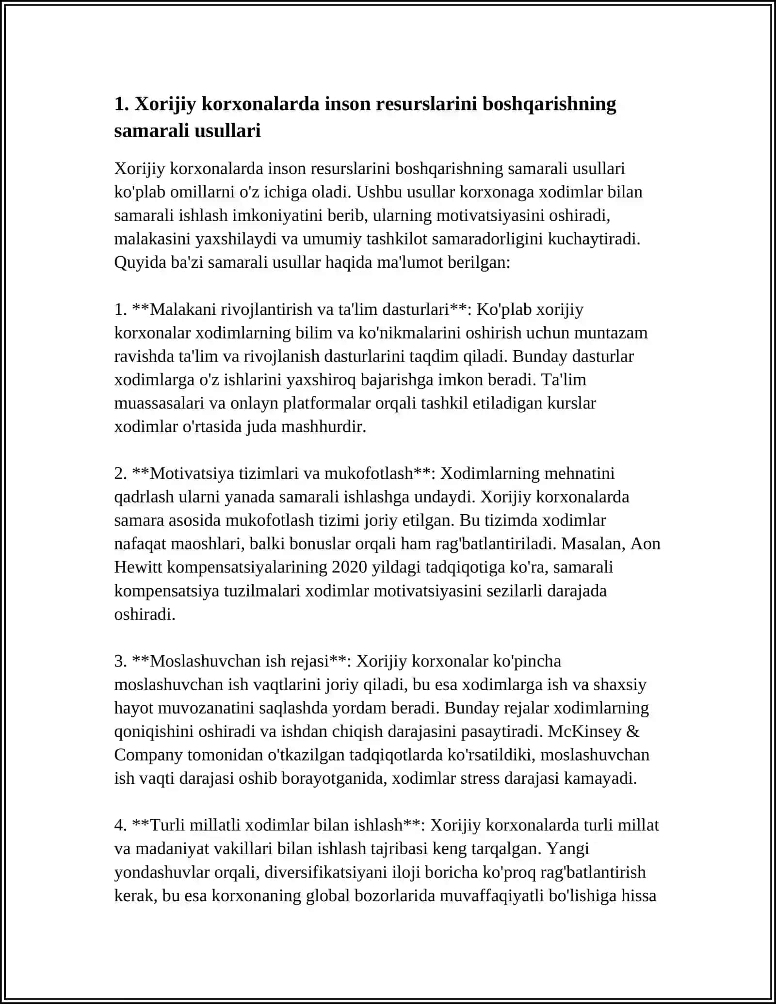 INSON RESURSLARINI BOSHQARISHNING XORIJIY TAJRIBALARI VA UNDAN O‘ZBEKISTONDA IJODIY FOYDALANISH IMKONIYATLARI XORIJIY KORXONA MISOLIDA 4
