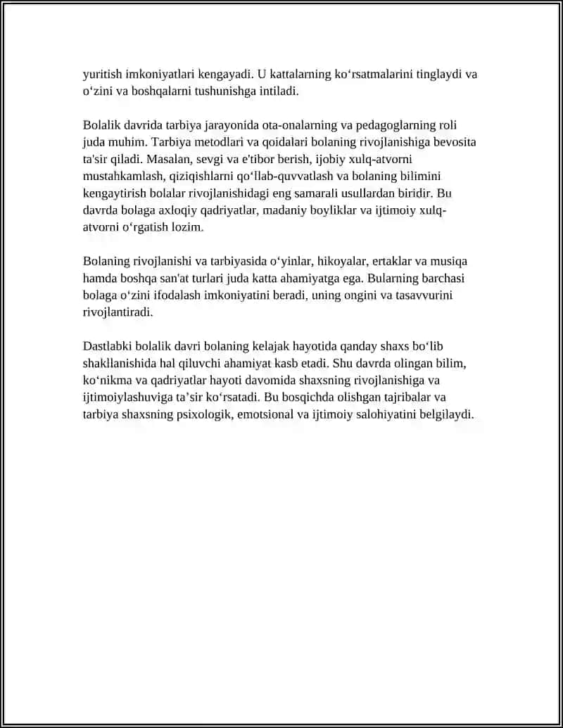 SHAXSNING RIVOJLANISHI TARBIYASI VA IJTIMOIYLASHUVI 4