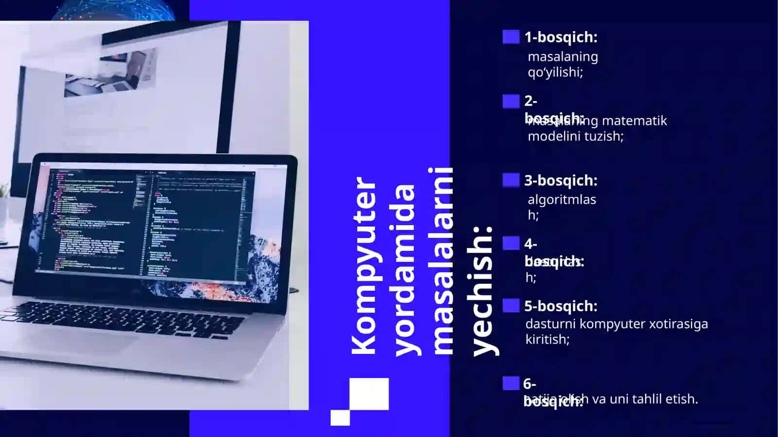 Algoritm tushunchasi. Algoritm turlari. Python dasturlashtirishiga umumiy kirish 4