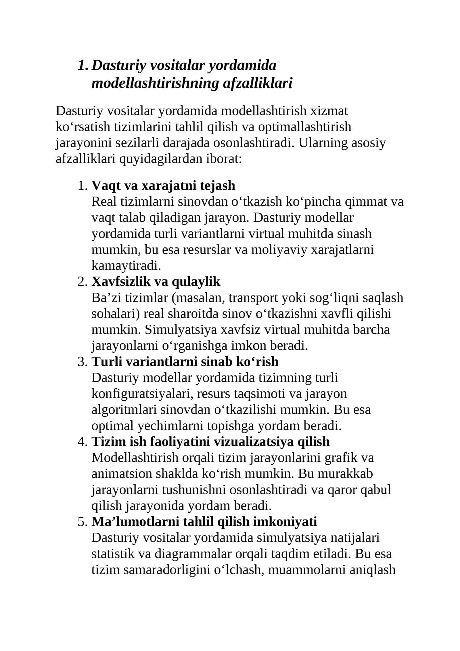 Xizmat ko‘rsatish tizimlarini modellashtirish va simulyatsiya qilish 4