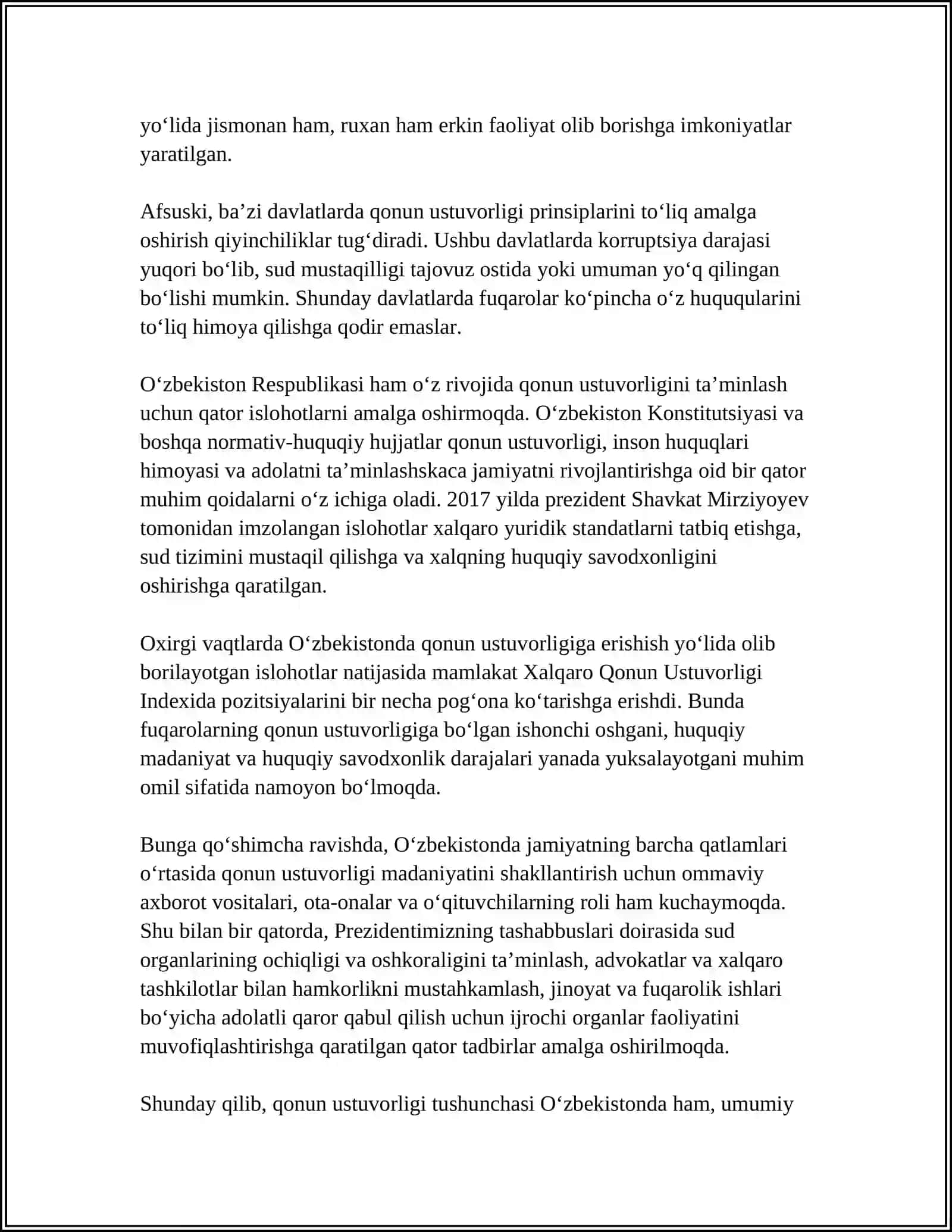 QONUN USTUVORLIGI-FUQAROLIK JAMIYATINING ASOSIY TAMOYILI 4