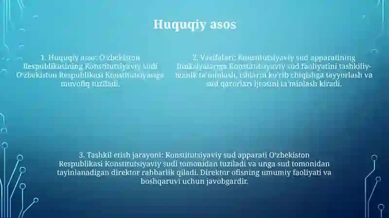 O'Zbekiston Respublikasi Konstitutsiyaviy Sudi Apparati, Uning Funksiyasi Va Shakllanish Tartibi 4