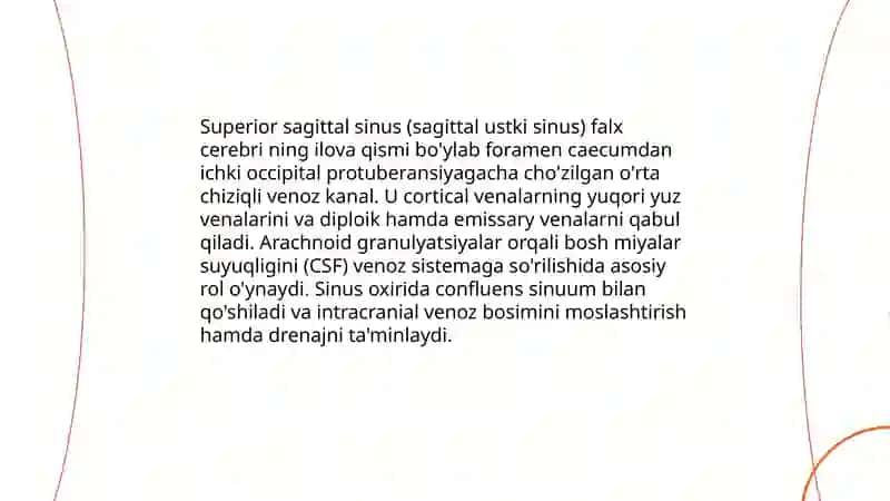 Bosh miya pardalarining vena bo'shliqlari va sisternalari 4