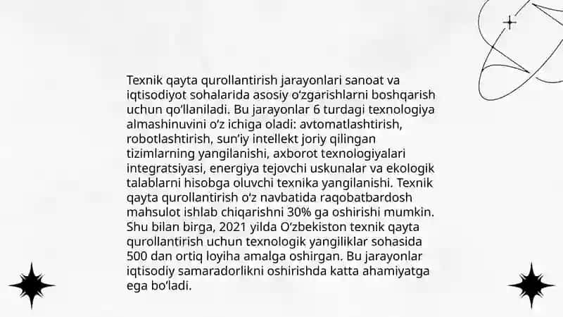 Korxonalarni modernizatsiyalash va texnik qayta qurollantirishning samaradorligi 4