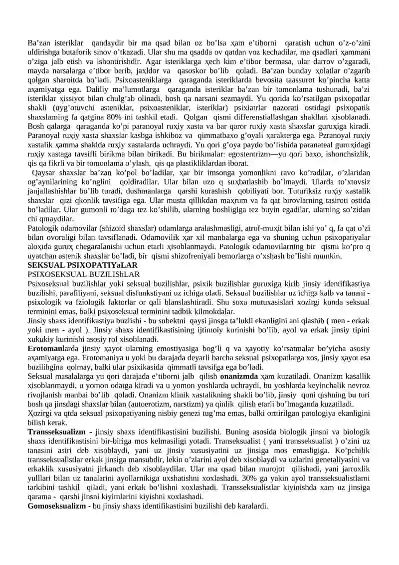 Nevrozlar va reaktiv psixozlar. Klinik shakllari. Kechishi davolash 4