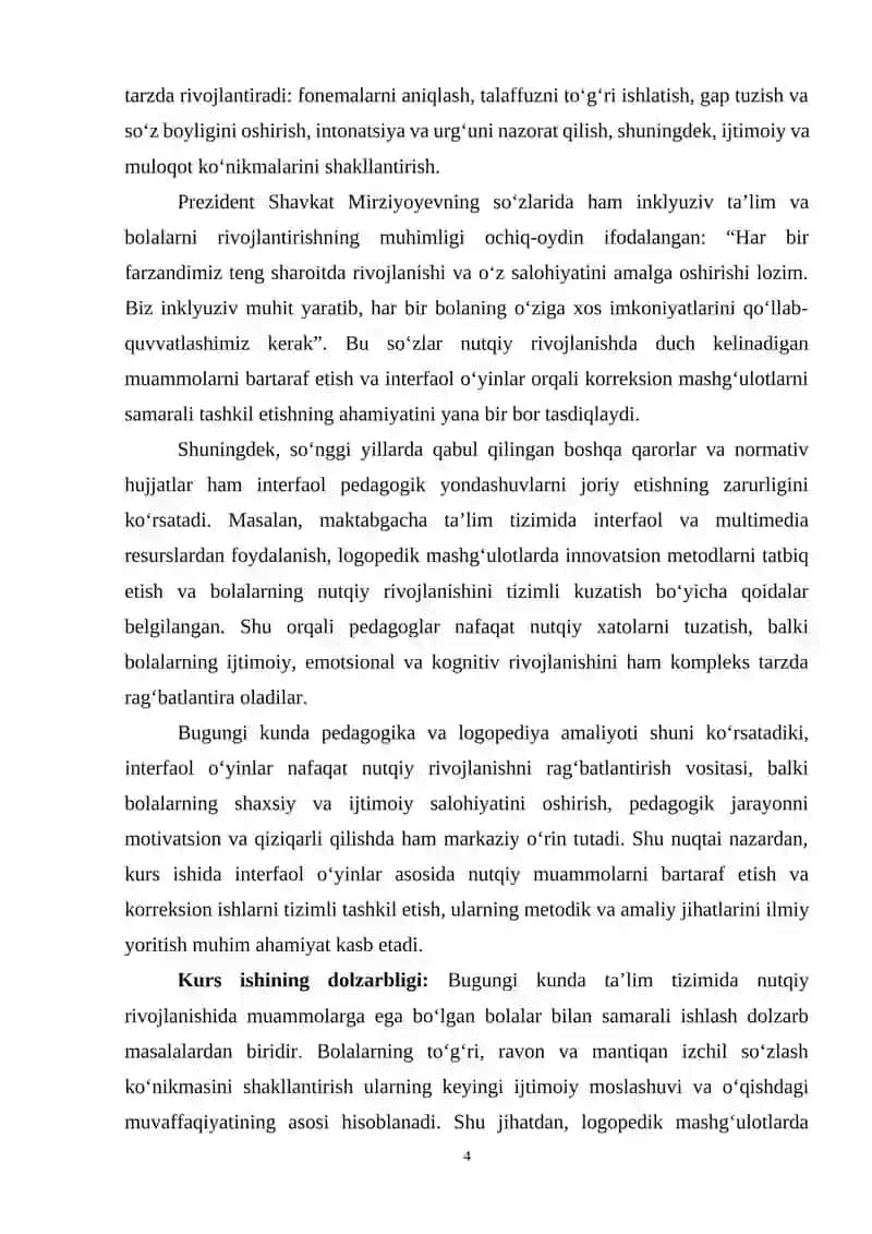 Nutqiy muammolarni korreksiya qilish ishlari 4