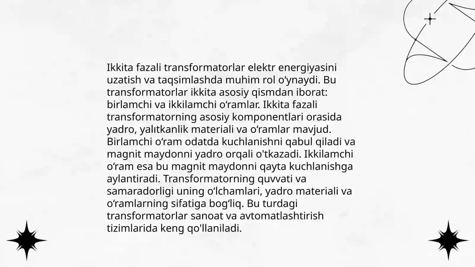 Bir fazali transfarmatorlarning ishlash prinsipi va tuzilishi, Azimova Nazokat 4