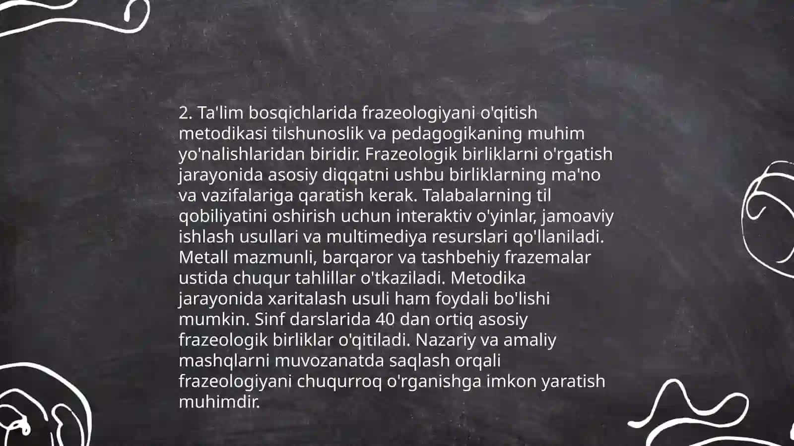 Ta'lim bosqichlarida frazeologiyani o'qitishni loyihalashtirish 4